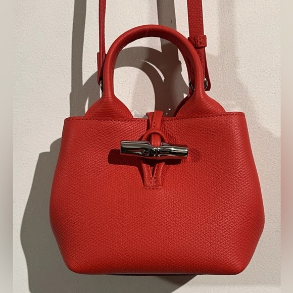 Brand new! $690 Longchamp Le Roseau XS red leather bag - Picture 4 of 12